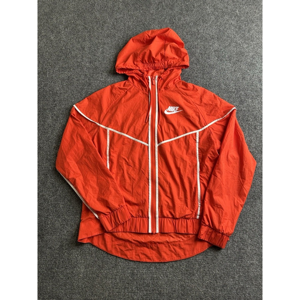 Womens Nike Windrunner Red Orange Hooded Windbreaker Jacket, Size M
